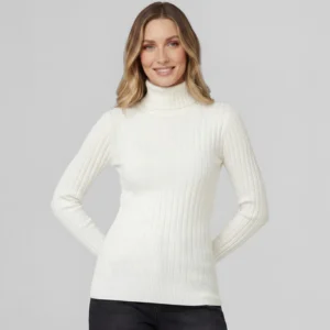 Sweater cuello alto blanco Lineatre