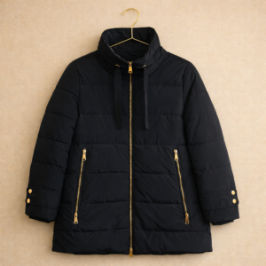 Parka negra cuello alto Lineatre