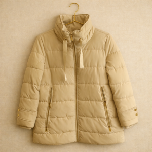 Parka beige cuello alto Lineatre