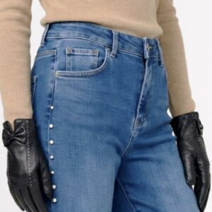 Guante dama negro cuerina Lineatre