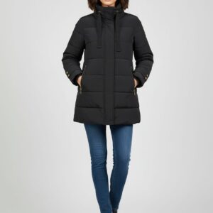 Parka negra cuello alto Lineatre