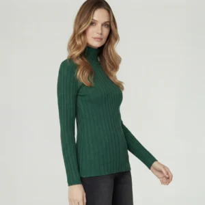 Sweater cuello alto verde petroleo Lineatre