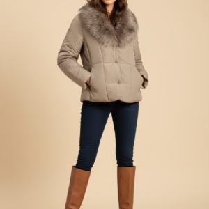 Parka taupe cuello peludo Lineatre